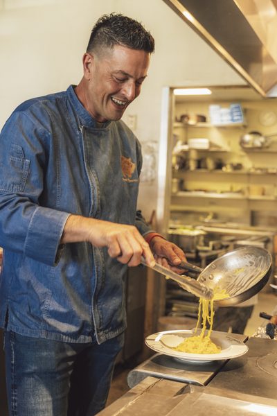 Chef Angelo Masarin in the Salumeria 104 kitchen